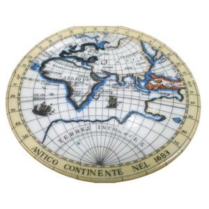 Plates Miniature Map 1683 Vintage Set of 7  4 New World 3 Old World  3 Inches